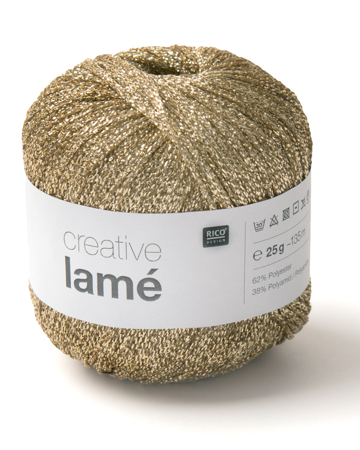Rico Design Creative Lamé - glittergarn i gull - 25g nøste