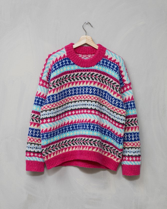 Birgittegenser - Alt 2 - Fargerik genser i puno | Rauma | Strikkepakke