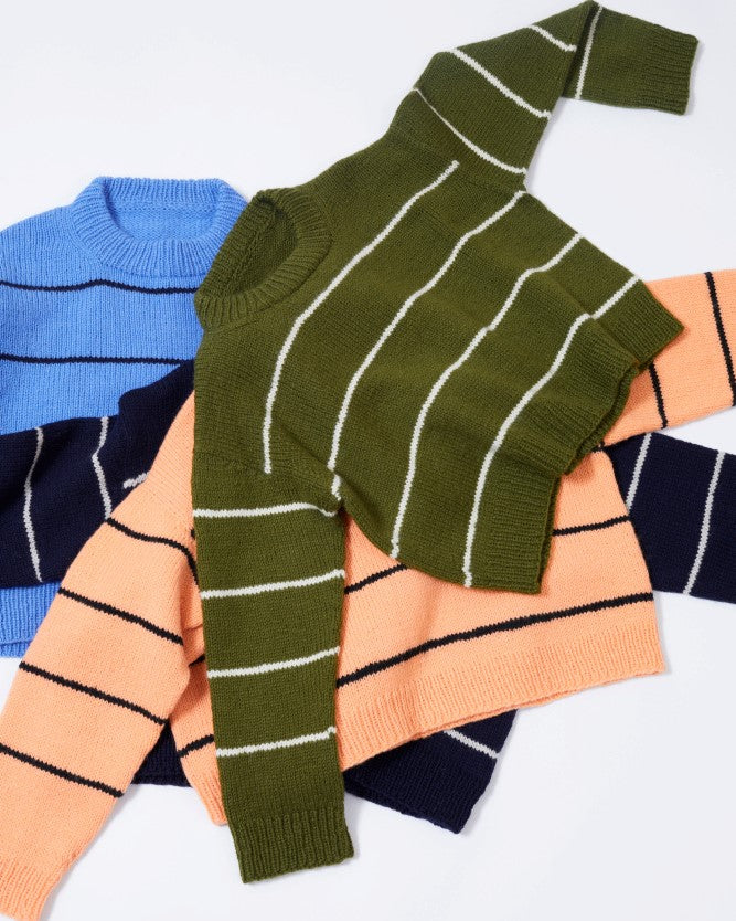 Uni stripegenser Genser B, kort modell | Rauma | Strikkepakke