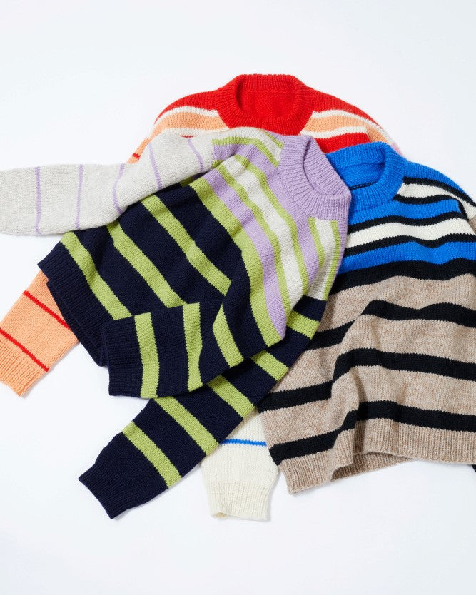 Uni stripegenser Genser ABC, lang modell | Rauma | Strikkepakke