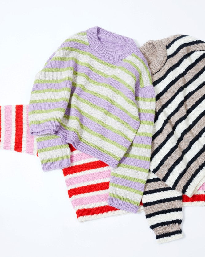 Uni stripegenser Genser C, kort modell | Rauma | Strikkepakke