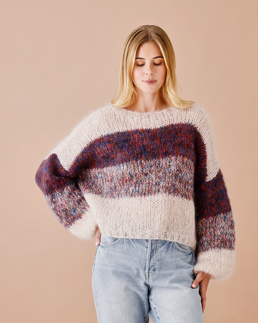 Sweater med brede striper | Permin | Strikkepakke