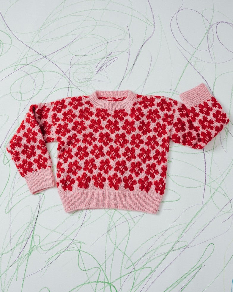 Blomster genser til barn | Navia | Strikkepakke