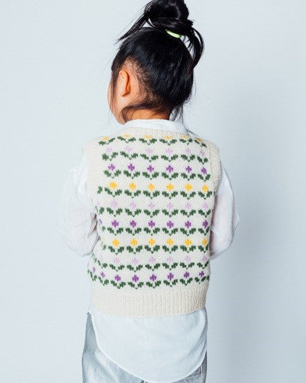 Blomster vest til barn | Navia | Strikkepakke