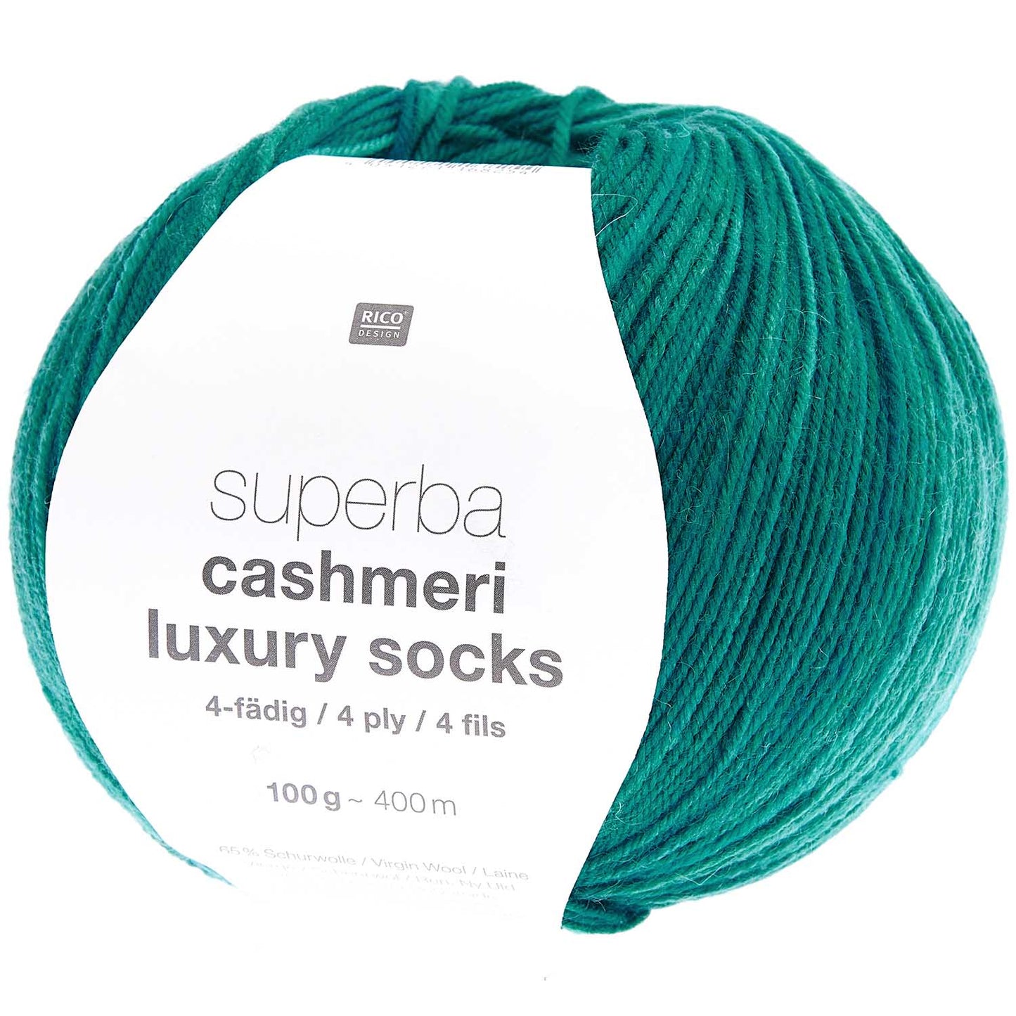 Rico Design Superba Cashmeri Luxury Socks – 65 % ull, 25 % polyamid, 10 % kasjmir – 100 g ≈ 400 m