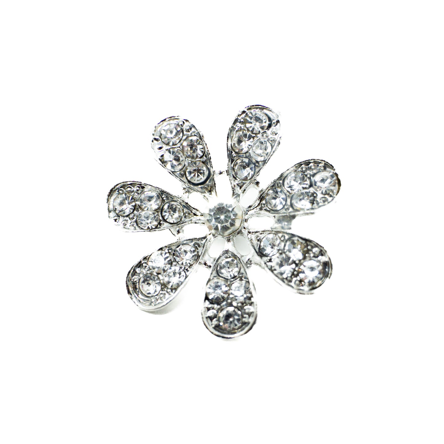 14827.5 Blomst Metall/Diamant 32mm | Bling Knapp