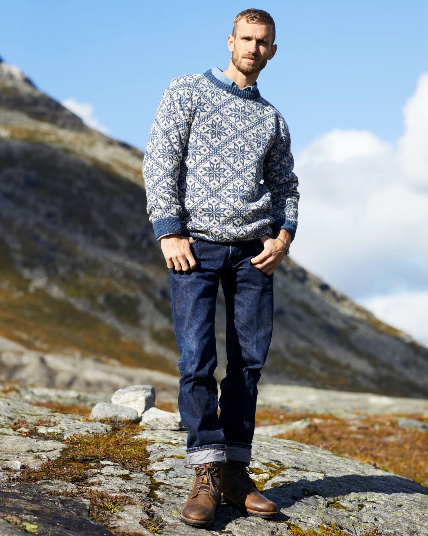 Fjellgenser til herre | Rauma | Strikkepakke
