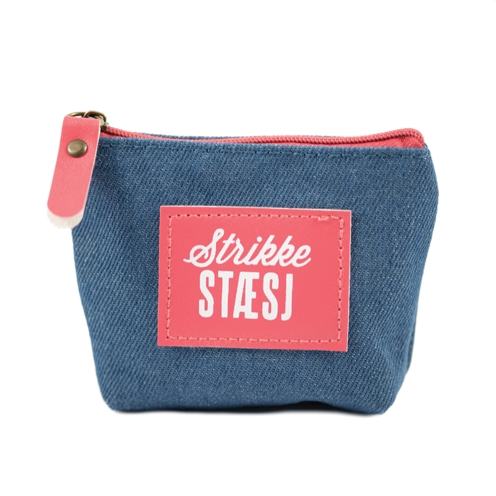 Liten strikkeveske mørk rosa/stæsj | Kort & godt