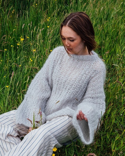 Oversize damegenser i halvpatent og tykk mohair | Navia | Strikkepakke