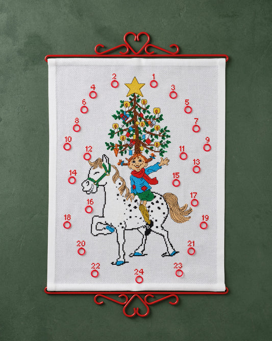 Pippi Langstrømpe og juletre | Julekalender Brodering | Permin