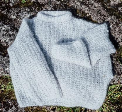Oversize damegenser i halvpatent og tykk mohair | Navia | Strikkepakke