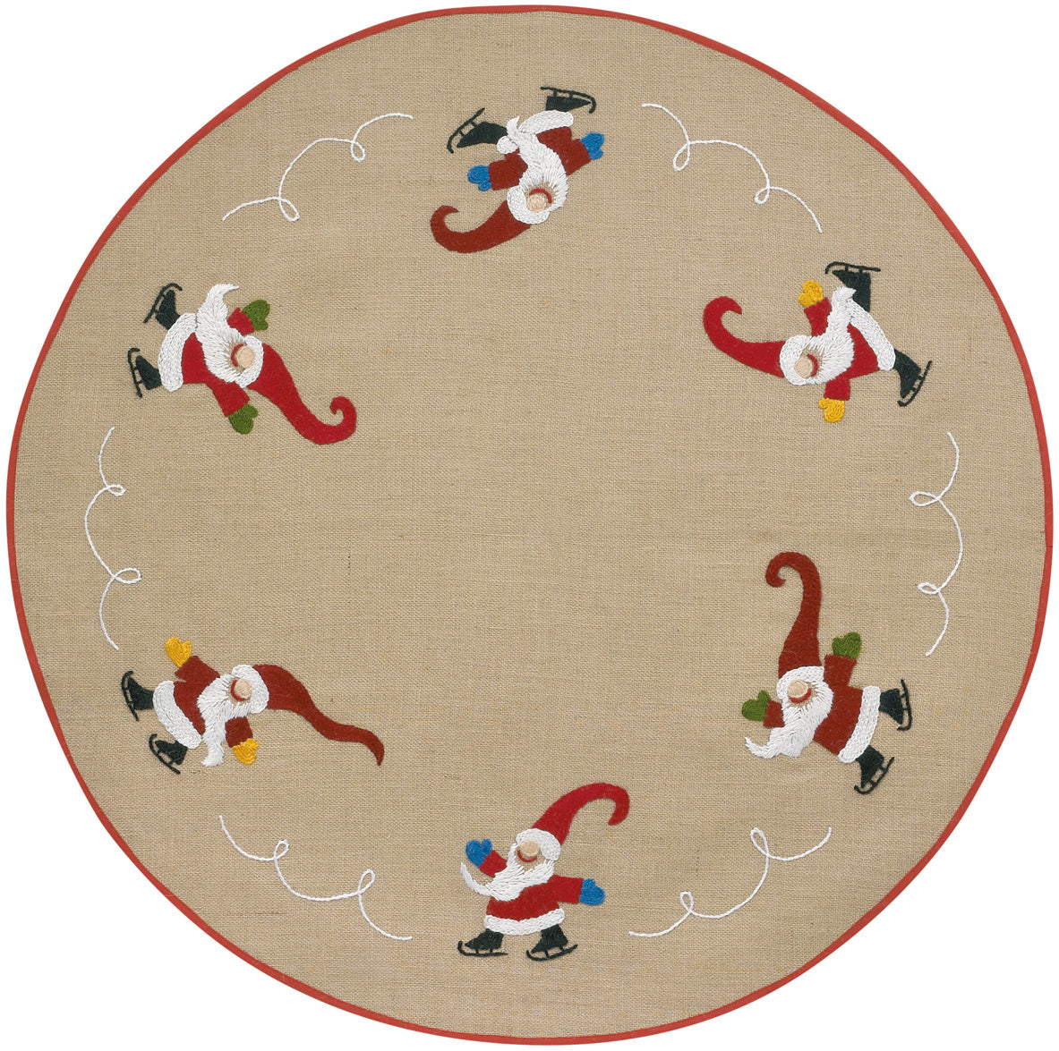 Nisser på skøyter - Påtegnet | Juletre-teppe brodering | Permin