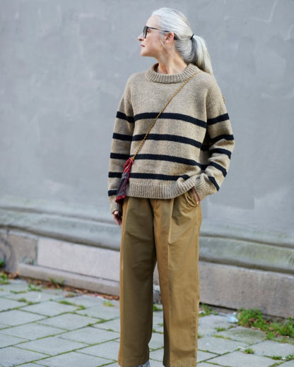 Uni stripegenser Genser A, lang modell | Rauma | Strikkepakke