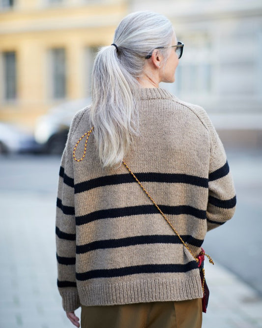 Uni stripegenser Genser A, lang modell | Rauma | Strikkepakke