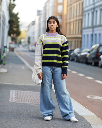 Uni stripegenser Genser ABC, lang modell | Rauma | Strikkepakke