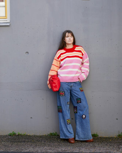 Uni stripegenser Genser ABC, lang modell | Rauma | Strikkepakke