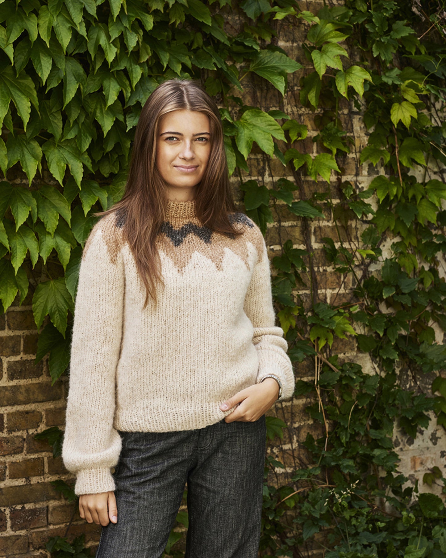 Nanna tykk genser mønstret genser (ovenfra og ned) | by Permin | Strikkepakke