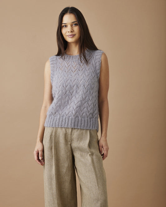 Angel vest med hullmønster | Permin | Strikkepakke