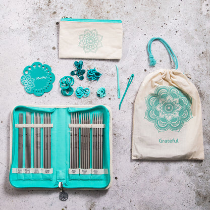 Strømpepinner Mindful Grateful - sett & tilbehør (15 cm) | Knitpro