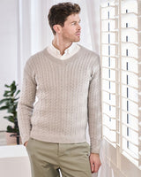 Pentney - ensfarget herregenser med fletter | Mode Rowan | Strikkepakke
