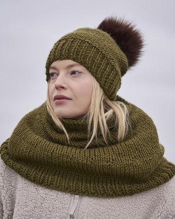 Salle & Highoak hals og lue i chunky wool | Mode Rowan | Strikkepakke