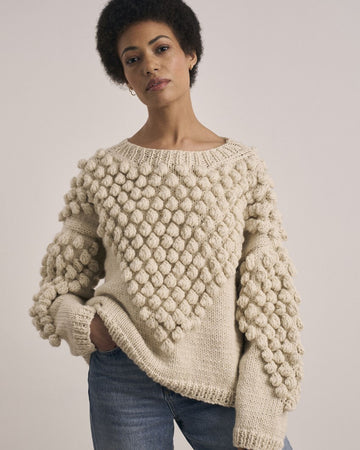 Sheringham boblegenser i chunky wool | Mode Rowan | Strikkepakke