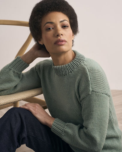 Pedham ensfarget genser i merino soft | Mode Rowan | Strikkepakke