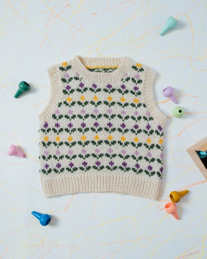 Blomster vest til barn | Navia | Strikkepakke