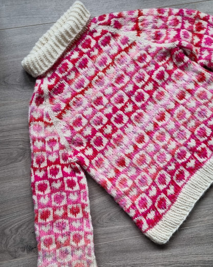 Petra oversize hjertegenser i malou light og cloud tweed | Ulltråd | Strikkepakke