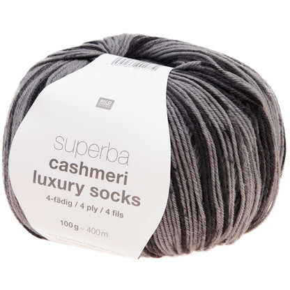 Rico Design Superba Cashmeri Luxury Socks – 65 % ull, 25 % polyamid, 10 % kasjmir – 100 g ≈ 400 m