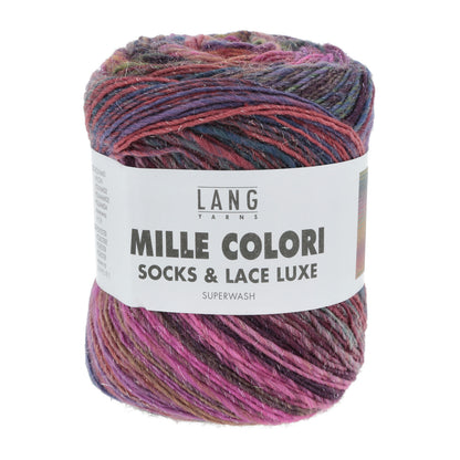 Lang Yarns Mille Colori Sox & Lace Luxe – ull/nylon med glitter – 100 g ≈ 400 m