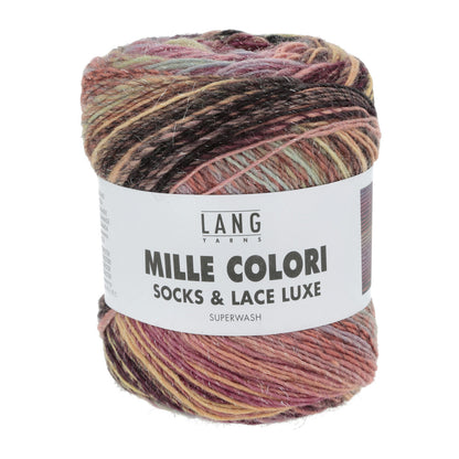 Lang Yarns Mille Colori Sox & Lace Luxe – ull/nylon med glitter – 100 g ≈ 400 m