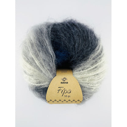 Navia Fípa – 73 % mohair / 22 % ull / 5 % nylon – 50 g/≈90 m – utgående garn