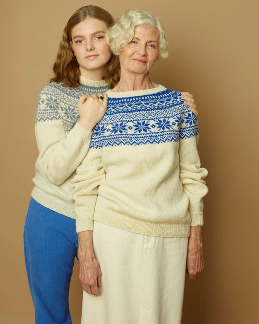 Hjemmet-genser uten lus og stripet vrangbord | Rauma | Strikkepakke