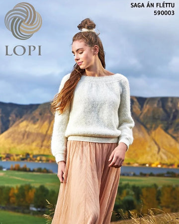 Saga án fléttu genser i alafosslopi og lettlopi | Ístex | Strikkepakke