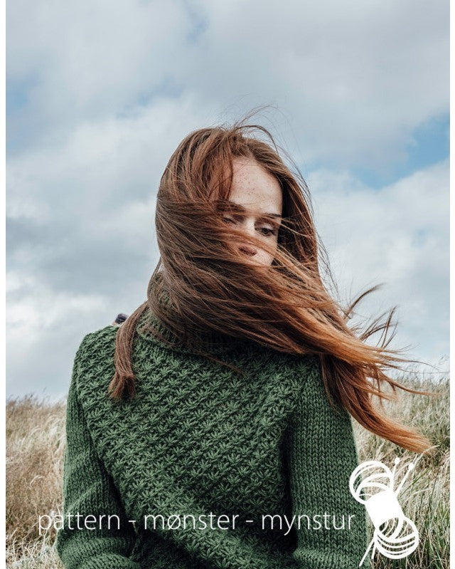 Grønn genser med Daisy mønster | Navia | Strikkepakke