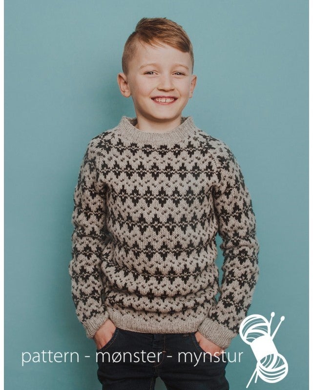 Mønstret genser til gutt | Navia | Strikkepakke