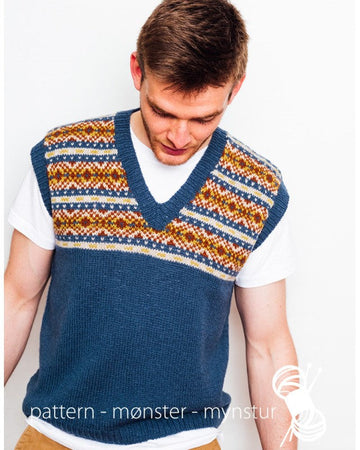 Retro vest til herre | Navia | Strikkepakke
